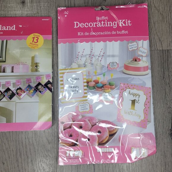 Baby's First Birthday Photo Garland & Decorating Kit Pink pink baby girl - Picture 7 of 7
